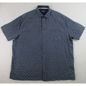 Nat Nast Shirt Mens L Silk Blend Luxury Originals‎ Button Up Short Sleeve Blue
